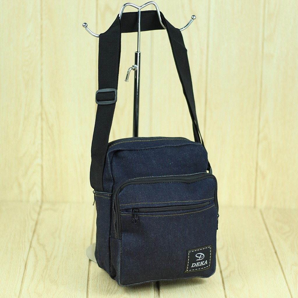 Tas Selempang Pria Bahan Denim Tebal Slingbag Deka Tas Bahu Murah Slempang Bagus Distro Tas Travel Kecil Outdoor Terbaik COD