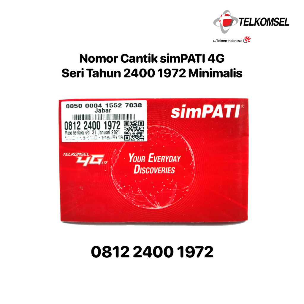 Nomor Cantik simPATI 4G Seri 2400 Ekor Tahun 1972 Super Rapi
