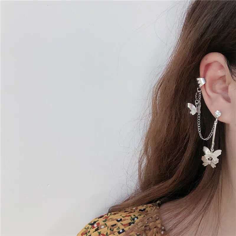 1 Pc Anting Klip/Jepit Model Kupu-Kupu Gaya Korea Untuk Wanita