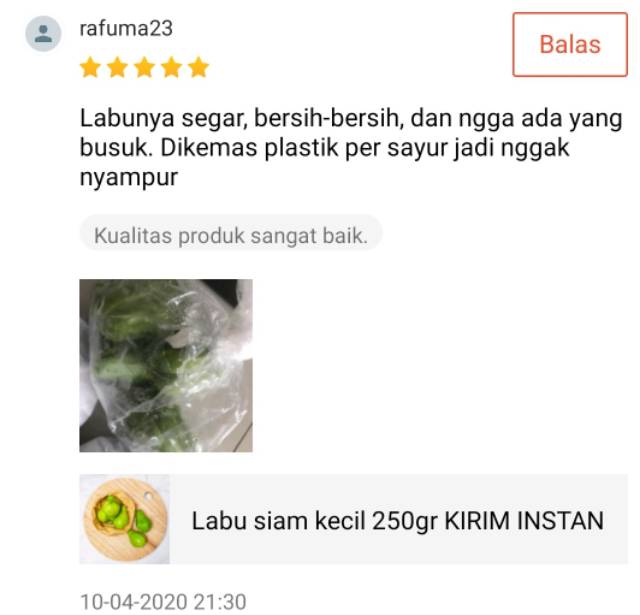 KIRIM INSTAN Labu siam kecil / Labu acar 250g