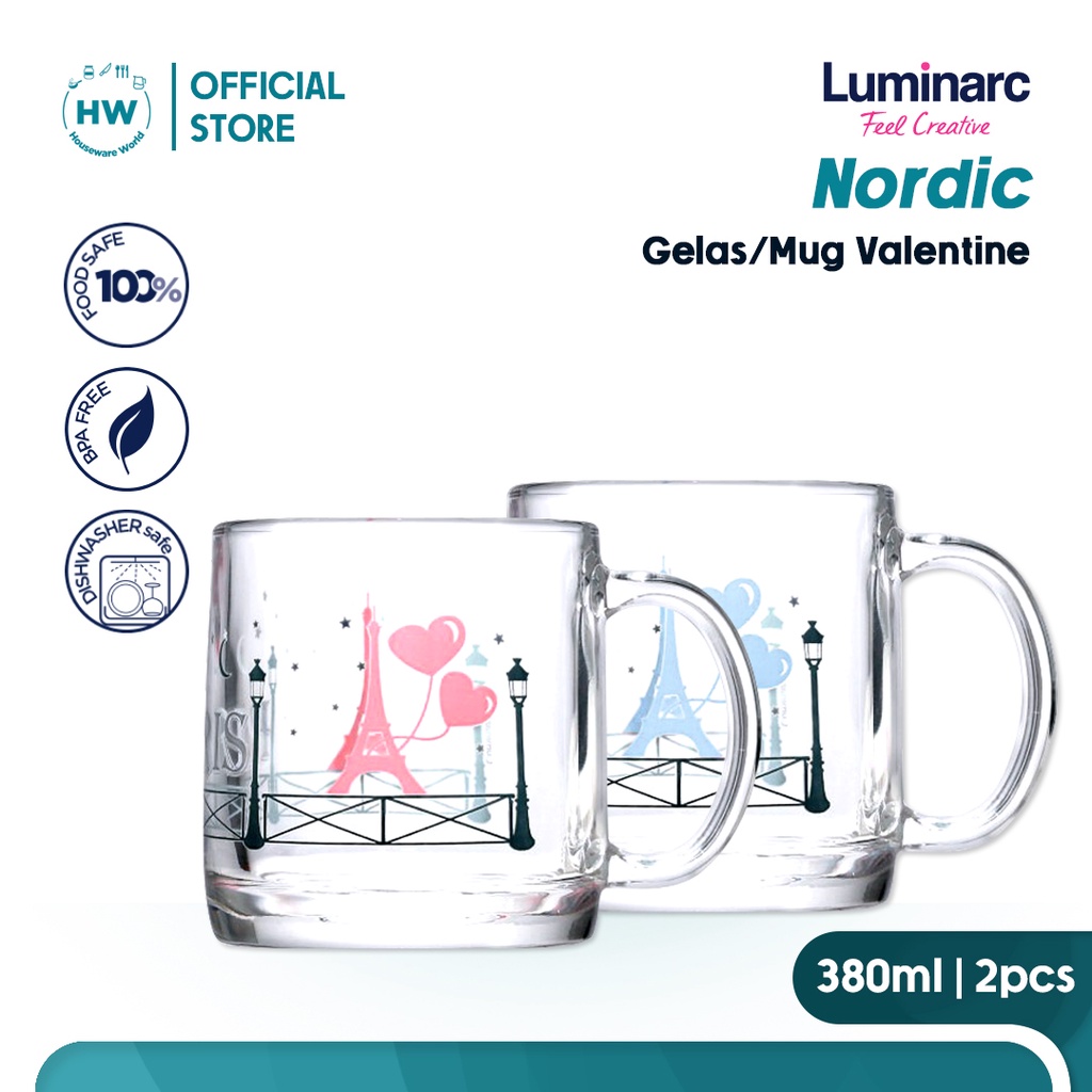 Luminarc Gelas/Cangkir/Mug Valentine 380ml - 2Pcs