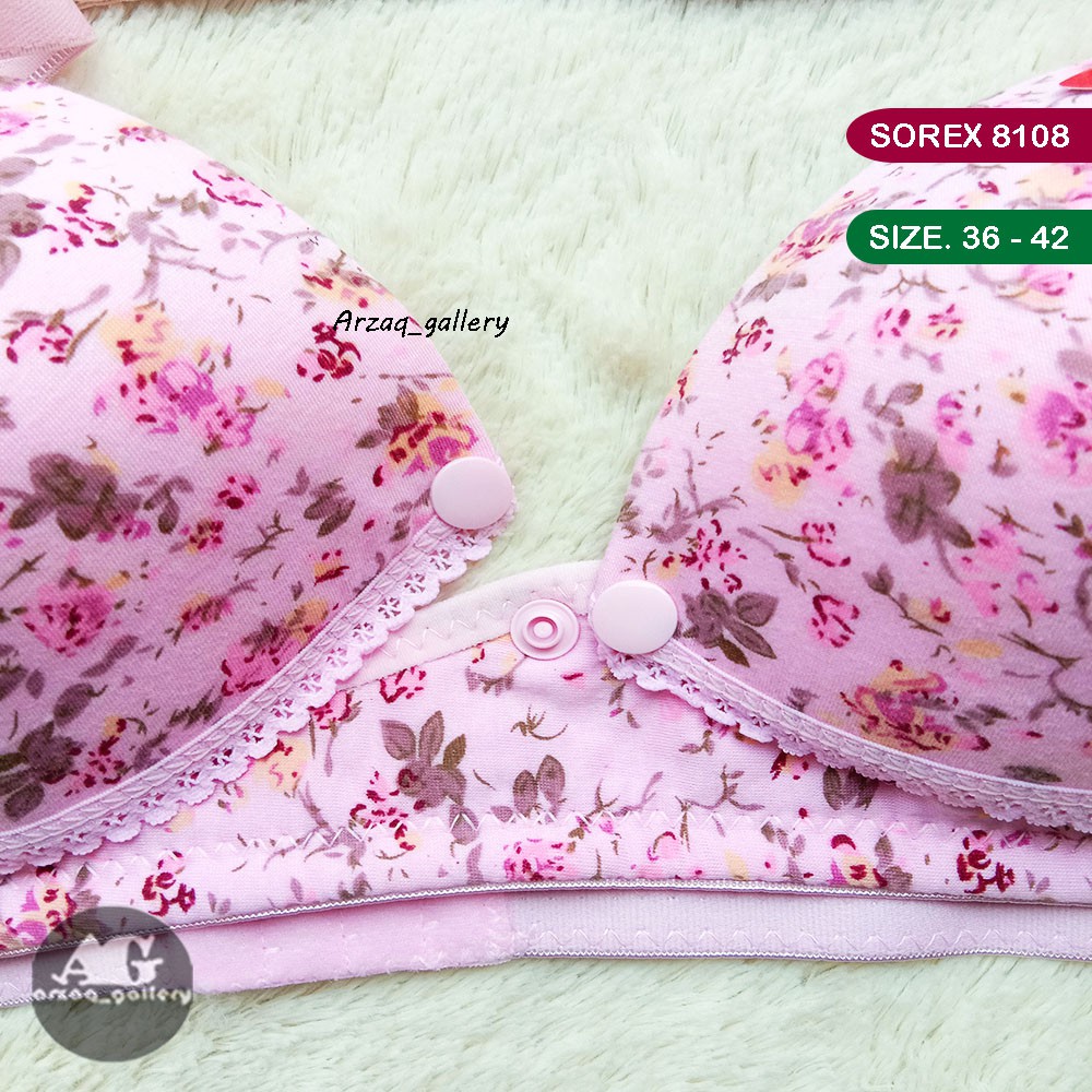 Bra Sorex Art. 8108 Menyusui Motif Bunga Cantik | 8108 Tanpa Kawat Kait 3 Busa Sedang | Bra Wanita  | Bh Wanita | Pakaian Dalam Wanita