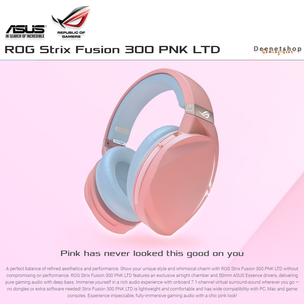 Asus Rog Strix Fusion 300 Pnk Ltd 7 1 Gaming Headset Pc Ps4 Xbox One And Mobile Devices Shopee Indonesia