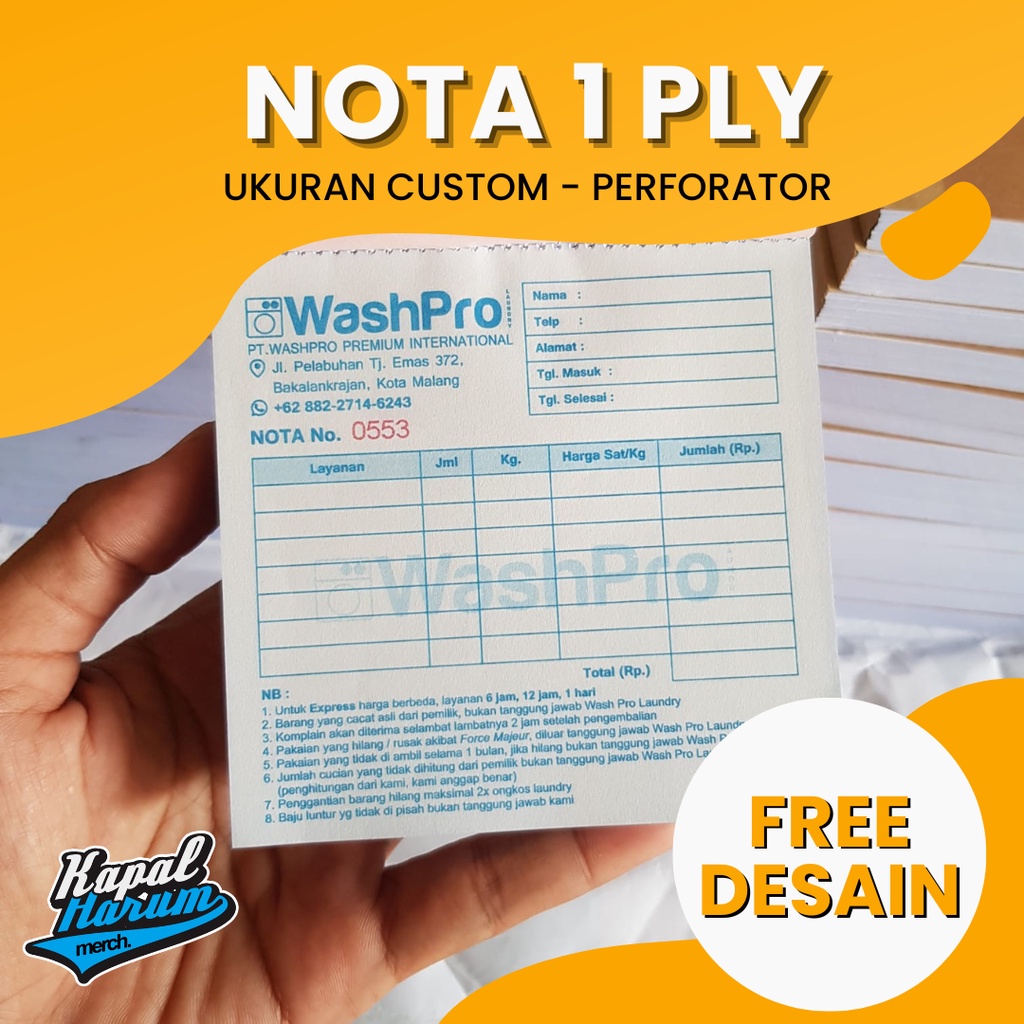 

KAPALHARUM NOTA CUSTOM 1 PLY (SEMUA UKURAN HARGA SAMA)