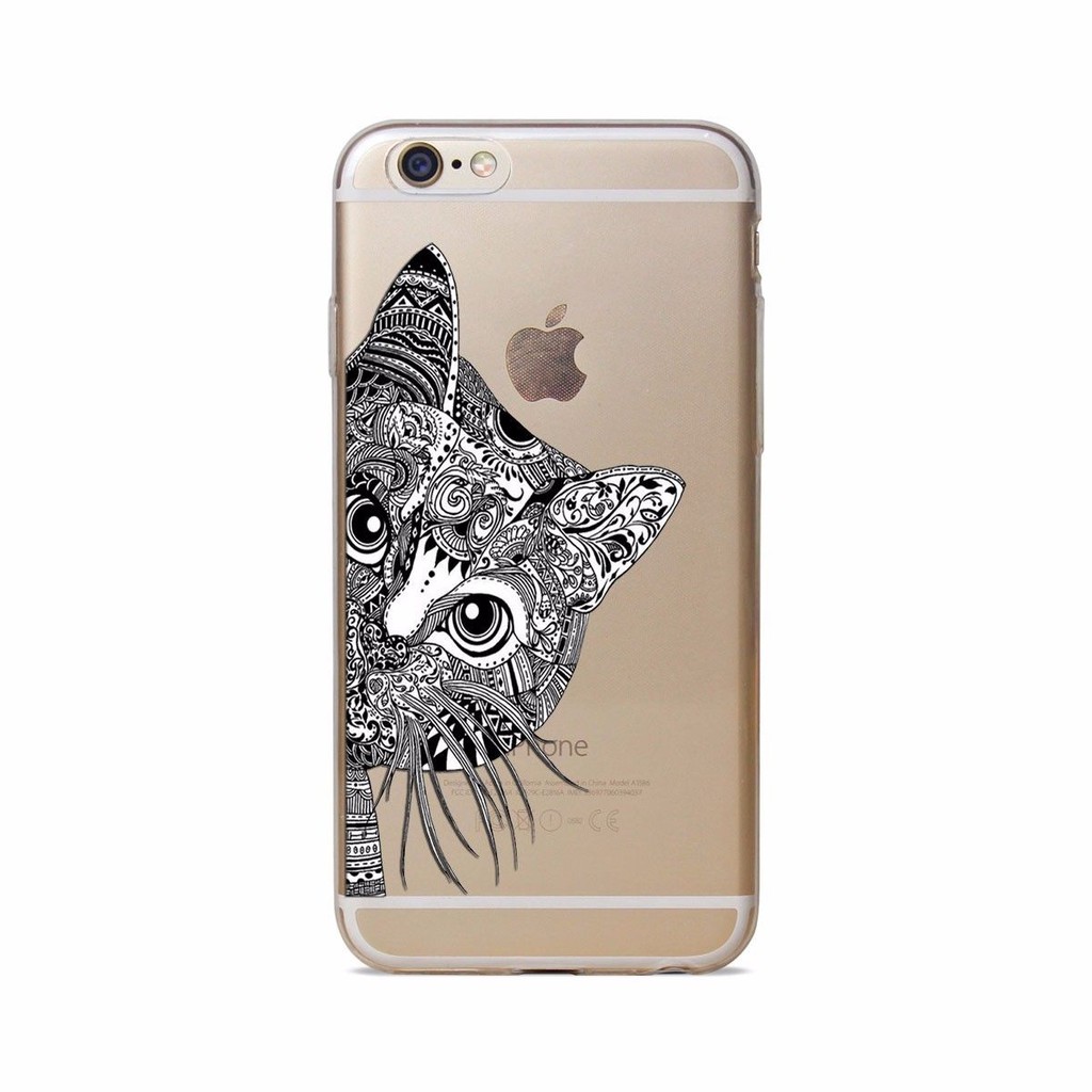 008 Thin Clear Soft TPU Rubber Case Cover iphone 6 6s 7 8 plus cat kucing