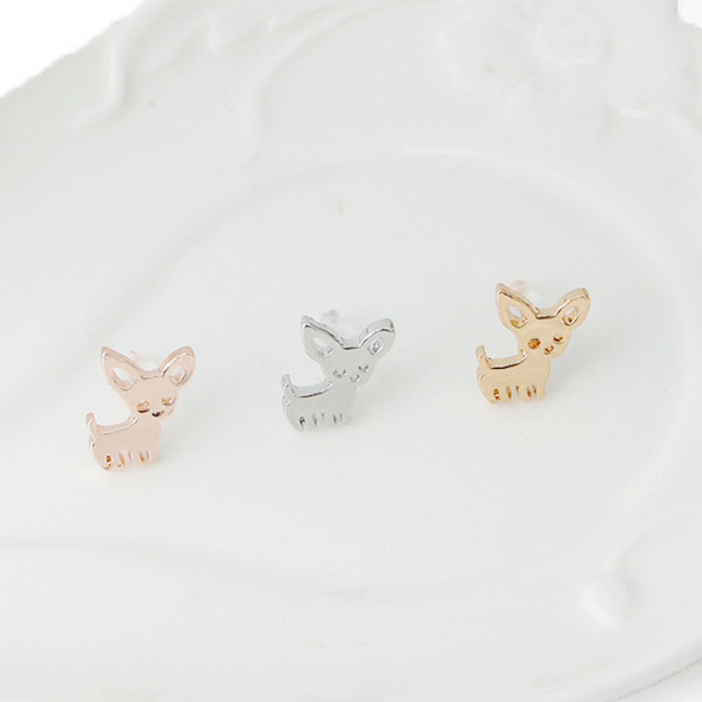 Hu Hu Hu Hu Hu Alat Bantu Pasang Kacamata♡ Anting Stud Tindik Bentuk Anjing Chihuahua Untuk Hadiah Perhiasan Wanita