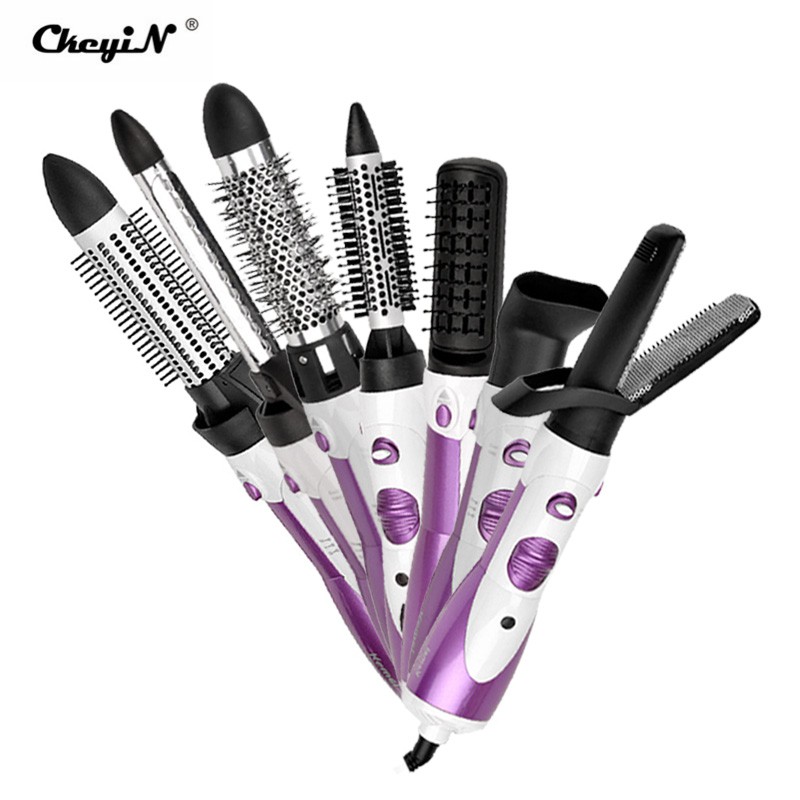 

CkeyiN 7 in 1 1000W Styling Pengering Rambut Styling Rambut Volume Udara Panas Sisir Sikat Set