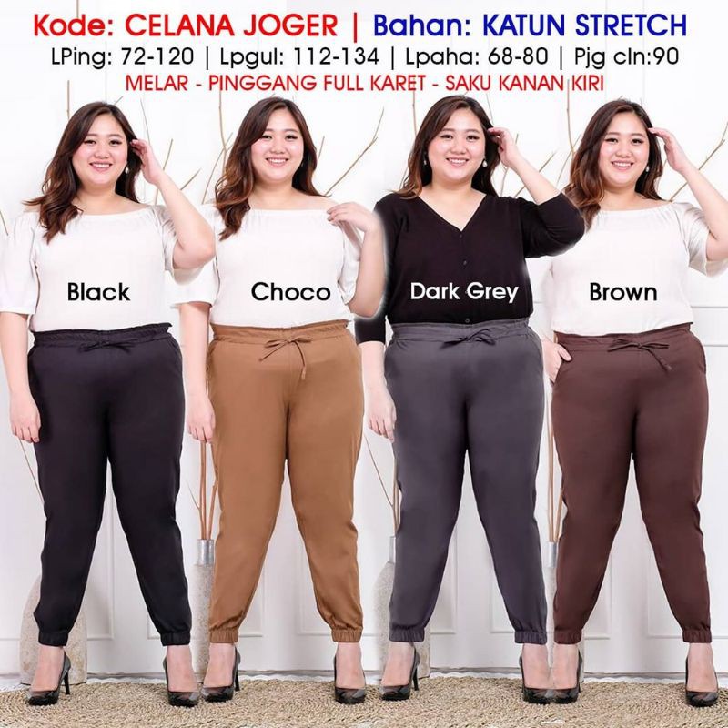 Bigsize Jogger Pants - celana joger jumbo wanita