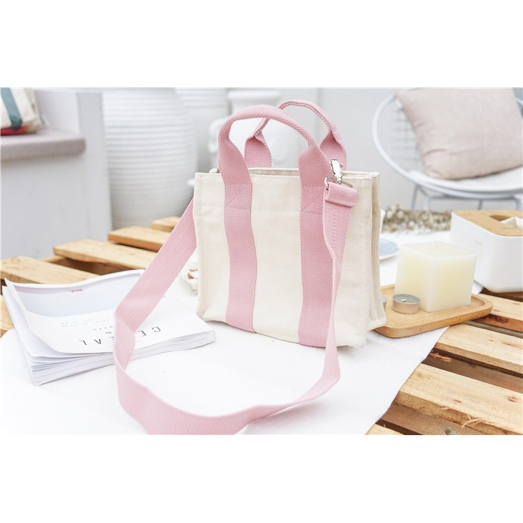 TB-28 tas selempang kotak canvas kampus wanita bag import jepang