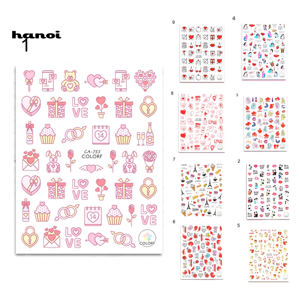 Han 1 Set Stiker Kuku Motif Kartun Untuk Dekorasi Nail Art