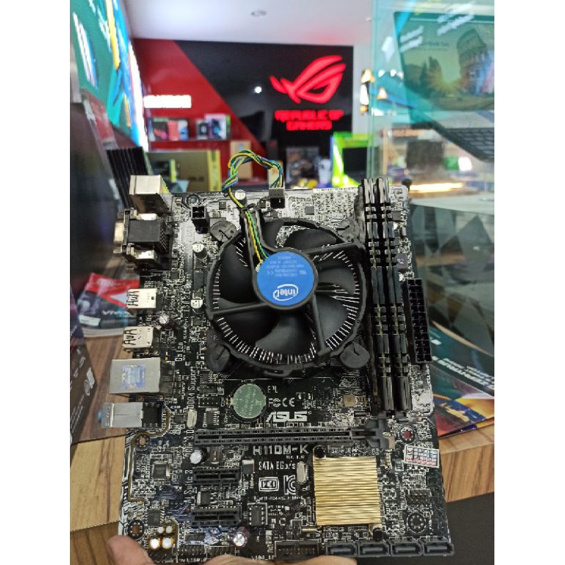 Paketan murah Motherboard Asus H110M soket 1151 Proce Core i3 7100 Gen7 ram 8gb ddr4 plus fan ori