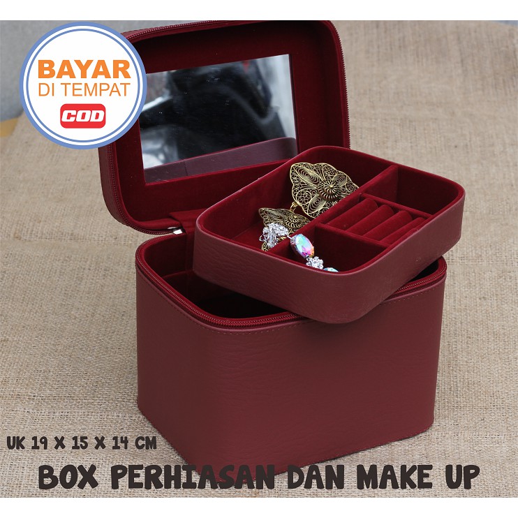 BEAUTY CASE MIX JEWELRY / TAS TEMPAT MAKE UP KOTAK KOSMETIK STORAGE BOX ORGANIZER BAG MARON