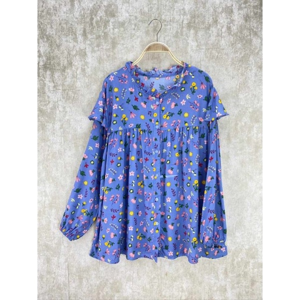 baju wanita kemeja rayon motif bunga