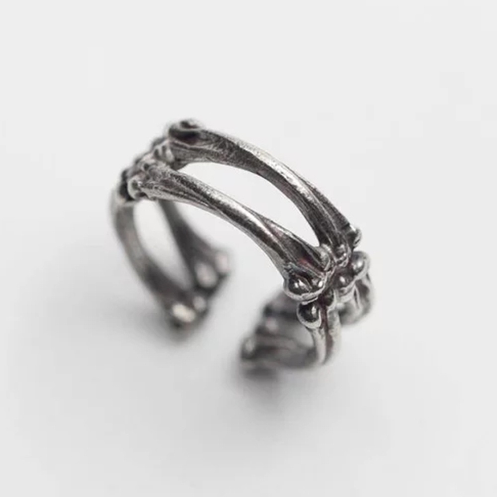 Hu Hu Hu Hu Hu Alat Bantu Pasang Kacamata♡ Cincin Antik Gothic Adjustable Desain Tulang Tengkorak Untuk Priawanita