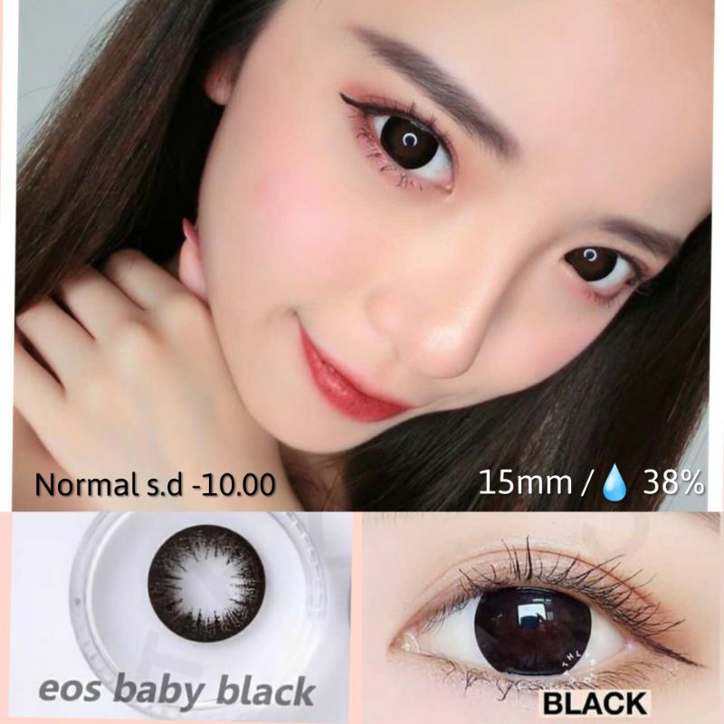 Softlens Eos Baby Black SBK dia.15mm Normal Minus s.d -10.00 softlen Minus tinggi