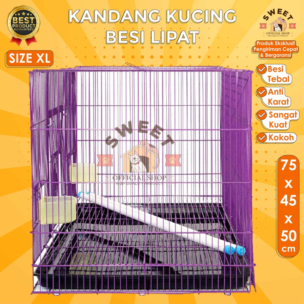 KANDANG BESI LIPAT SIZE XL 75x50x45 IMPORT HIGH QUALITY- BEST PET CAGE - KELINCI SUGAR GLIDER-7