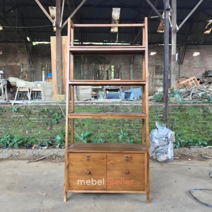 Rak Buku susun jati minimalis - Rak Hias Jati Minimalis