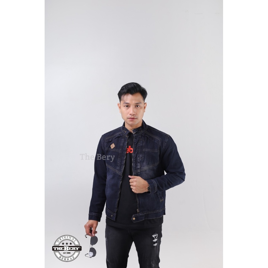 TURUN HARGA ! Jaket Jeans Pria Tb Kerah Logo KulitThe Berry - Jaket Denim Terlaris - Jaket Pria Terbaru - Jaket Jeans Casual