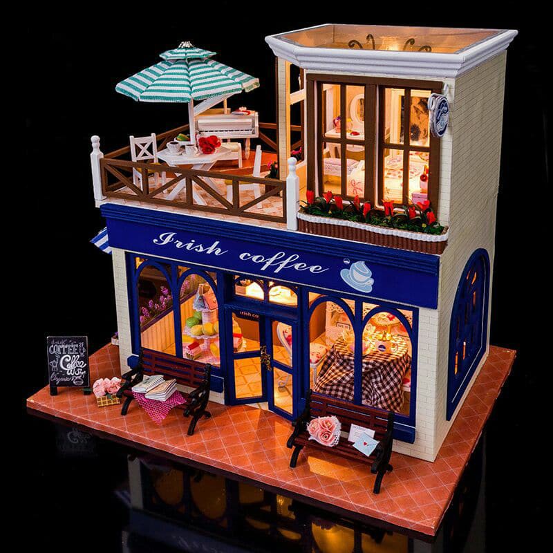 DIY D012 Black Cabinet Cafe Dollhouse Miniature Model