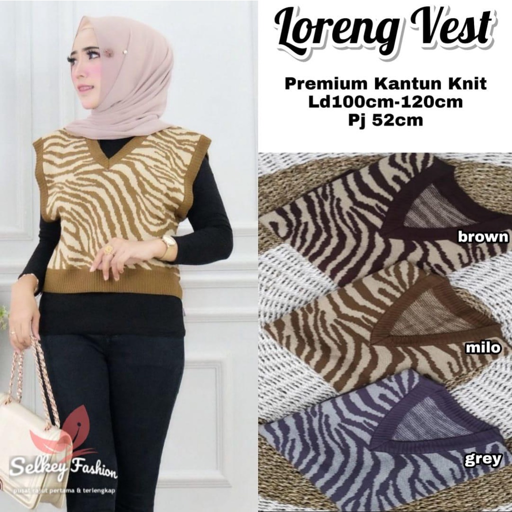 Loreng Vest bahan Premium Katun