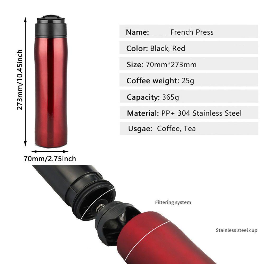 Solighter 350ML French Press Manual Dengan Filter Stainless Steel Self-Lock Espresso Coffee