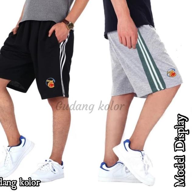 ◙ Celana Pendek Polos Santai Kaos 7/8 Jumbo - abu tua ➯