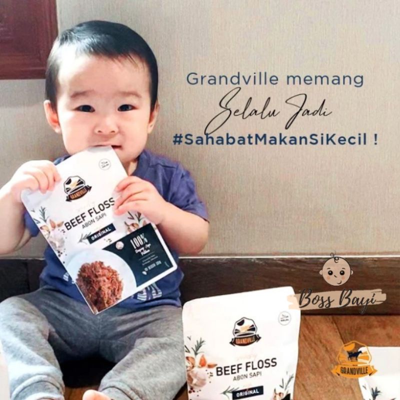 GRANDVILLE Abon Sapi / Ayam / Ikan Original - Abon Crunchy Mpasi Bayi Anak No MSG No Pengawet Halal 100gr