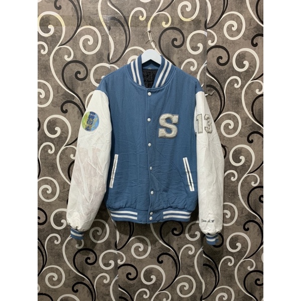 jaket varsity univ leather & woll second