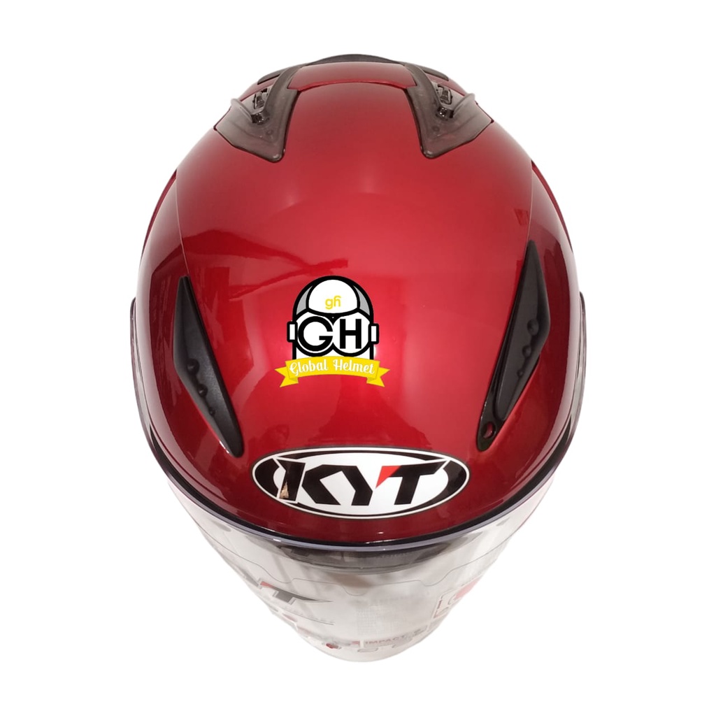 HELM HALF FACE KYT GALAXY FLAT R FLAT-R KACA FLAT DOUBLE VISOR RED MAROON GLOSSY