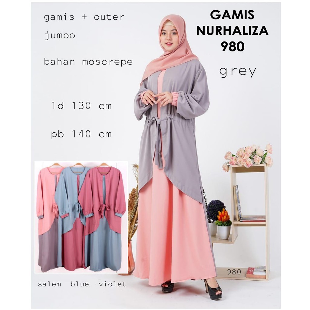 BIGCLO - (COD) LD 130cm Baju Muslim Wanita Nurhaliza Gamis Jumbo Long Dress Syari Big Size Lebaran