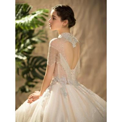Gaun pengantin utama putih 2023 pengantin musim panas Perancis industri berat gaya istana gaun pengantin utama ekor besar