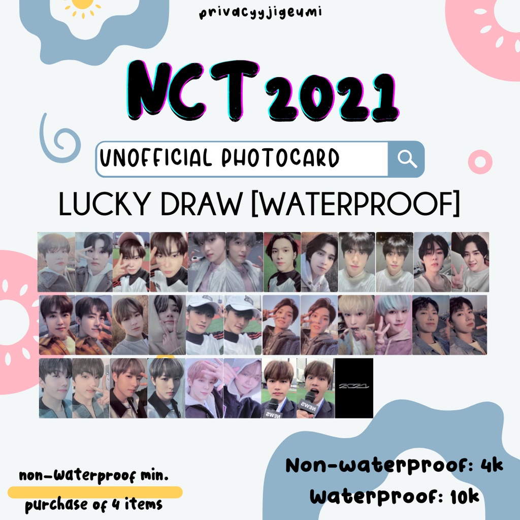[ WATERPROOF ] PHOTOCARD PC UNOFFICIAL NCT 2021 UNIVERSE LUCKY DRAW LD