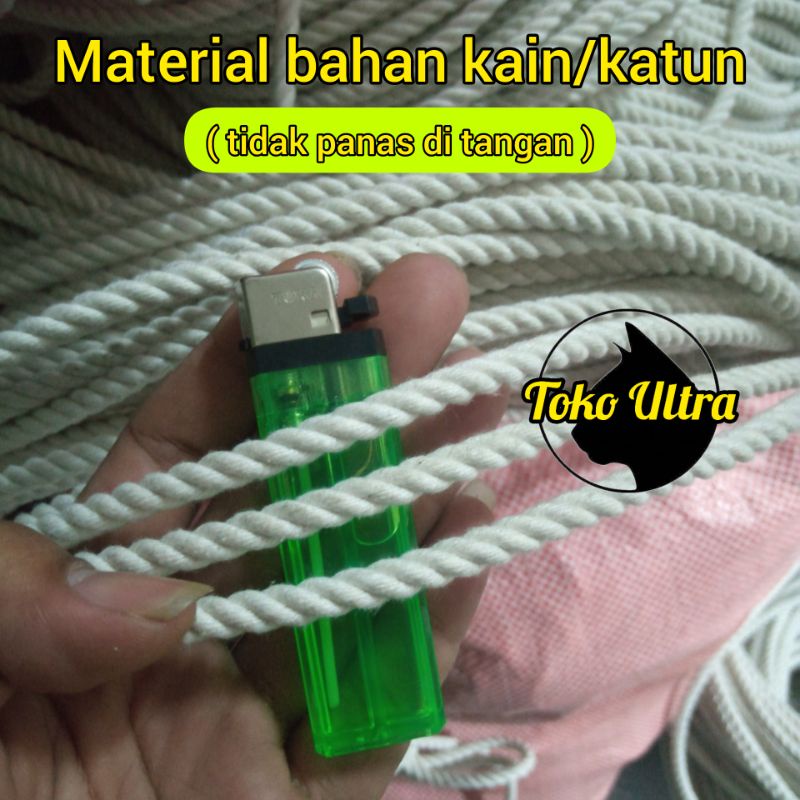 TALI 6MM BAHAN KAIN (ECERAN) TAMBANG KAIN 6MM / TALI IKAT MOBIL BAK / TALI LOSBAK / TALI MOBIL L300 / TALI KILOAN / TALI COD / TAMPAR 6MM / TALI METERAN / TALI ECERAN / TALI KATUN