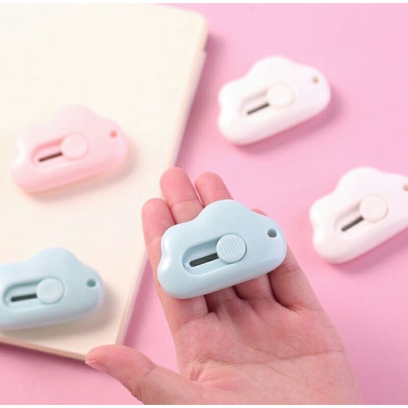 

Pisau Pemotong Mini Cutter Mini Portable Bentuk Awan Warna Pastel Lucu