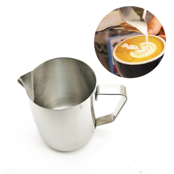 OneTwoCups Gelas Pitcher Kopi Espresso Latte Art Stainless Steel 150ml 350ml 600ml - J068 - Silver