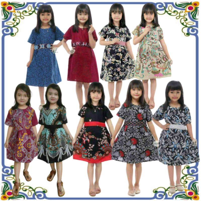 Baju Anak Perempuan Umur 2-13 Tahun Terbaru / Baju batik anak Lengan Pendek Anak Cewek Murah