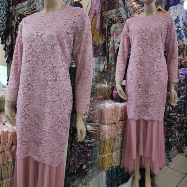 New gamis pesta brokat kombinasi tutu terbaru