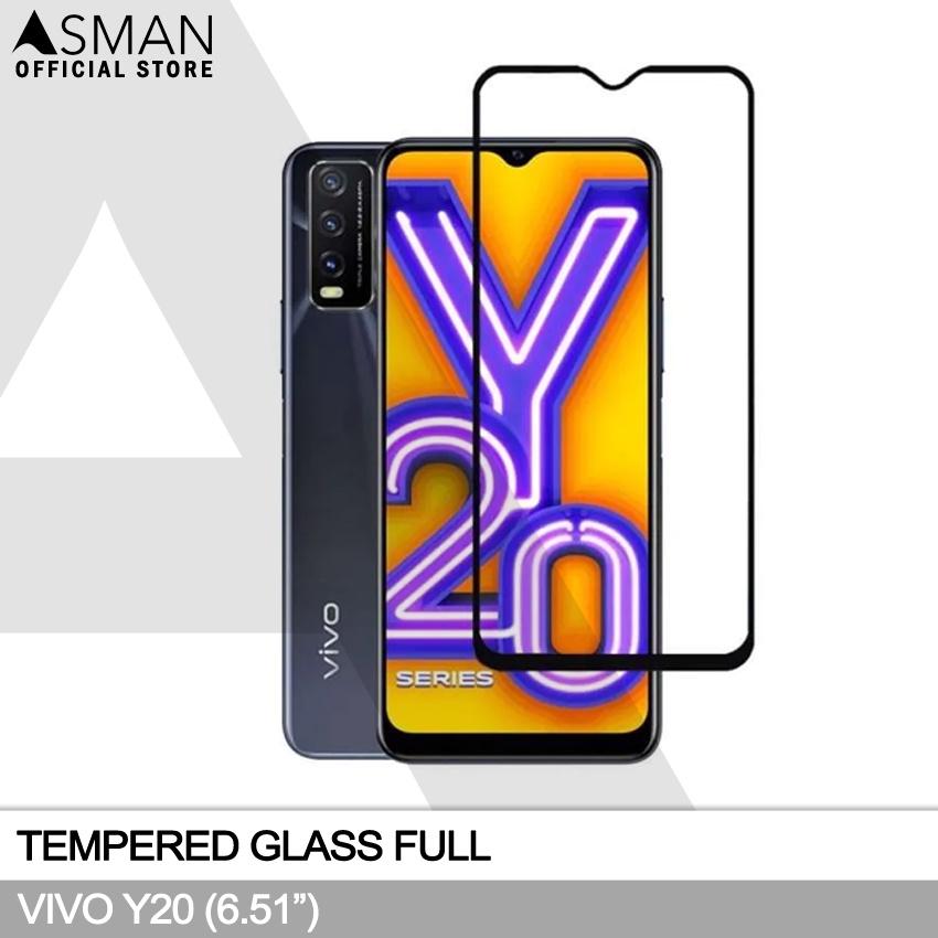 Tempered Glass Full VIVO Y20 (6.51&quot;) | Anti Gores Kaca - Hitam