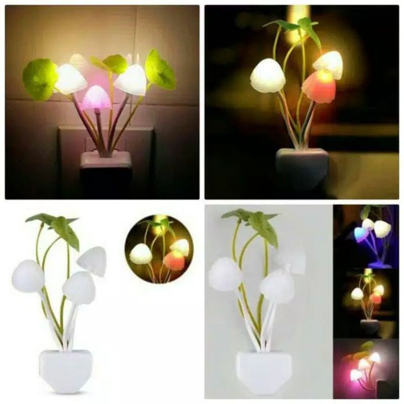 Lampu LED night light lampu tidur hias jamur avatar mini sensor cahaya