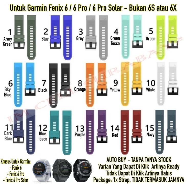 MF5 Strap Garmin Fenix 6 / Pro / Solar - Tali Jam Rubber Quick Fit