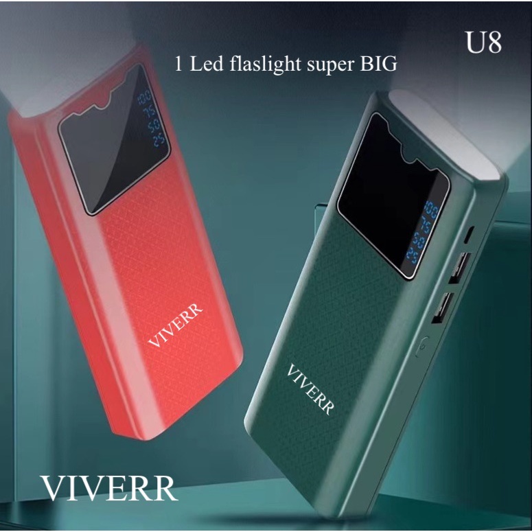 Powerbank VIVERR U8 kapasitas 15.000 mah fast charging for universal handphone with 1 LED super besar.