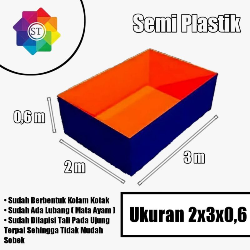 Terpal Kolam Kotak Ukuran 2x3x0,6 / 200x300x60cm