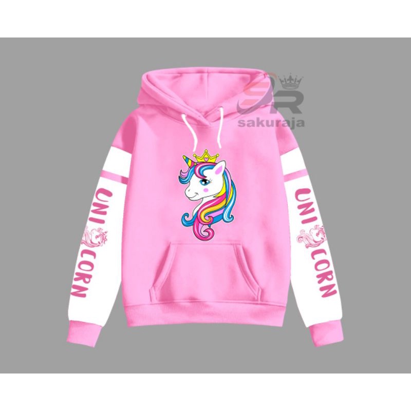 sweater hoodie anak unicorn/ hoodie unicorn kombinasi/model Korea kekinian/umur 3-17 tahun/bisa COD