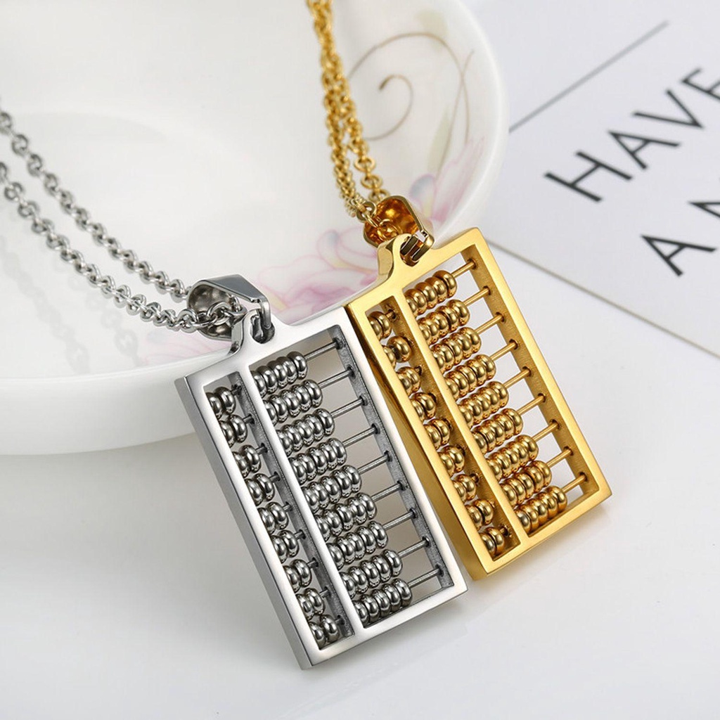 Kalung LILY Bentuk Sempoa Wanita Bahan Stainless Steel 18K