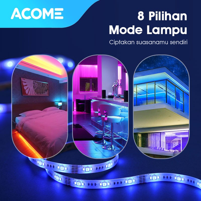 ACOME Lampu Smart Wifi LED Strip 2M RGB Garansi Resmi 1 tahun AL03 original wook