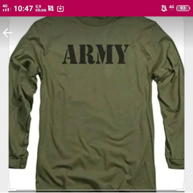 Kaos baju pria bigsize lengan panjang longsleeve ARMY kaos jumbo