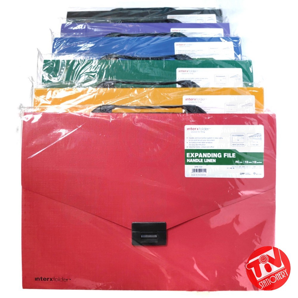 

Expanding File InterX Linen with Handle F4 (12 Pockets)