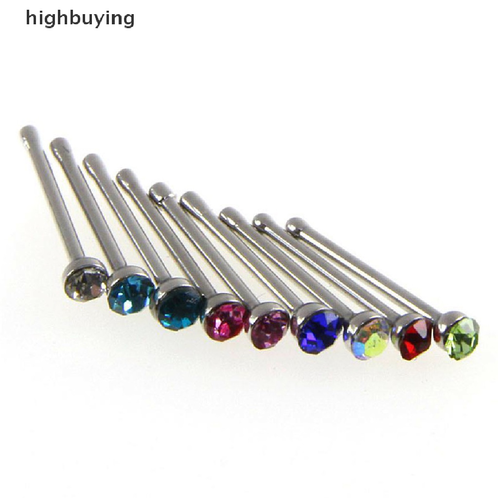 Hbid 36pcs Anting Tindik Hidung Bahan Stainless Steel Hias Kristal Berlian Imitasi Untuk Wanita