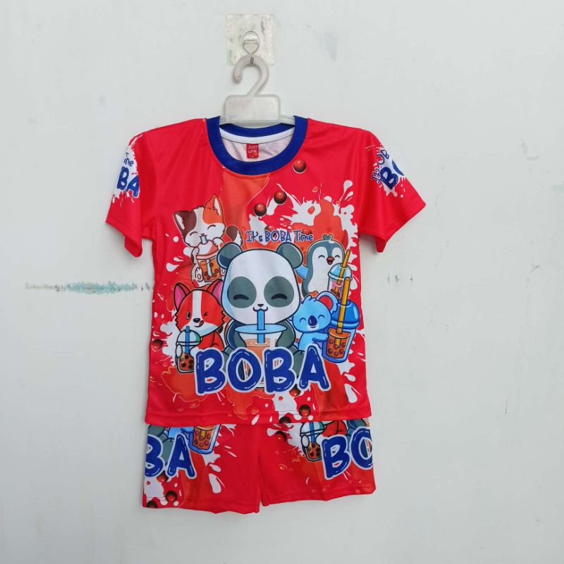 stelan baju anak perempuan boba/baju boba anak  full printing