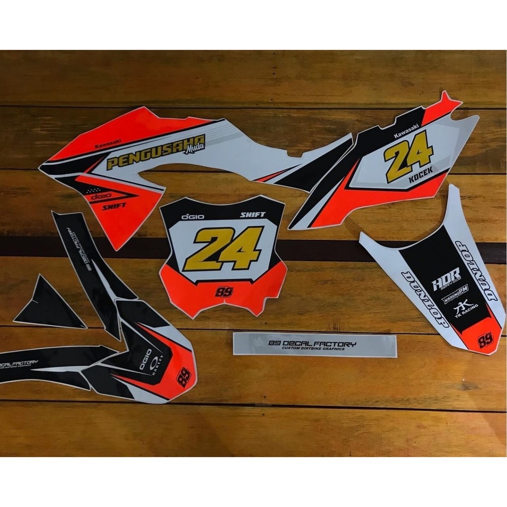 DECAL KLX  / DECAL CRF / SUPERMOTO / GORDON KOMBINASI WARNA ORANGE STABILLO KODE KANAYA-025